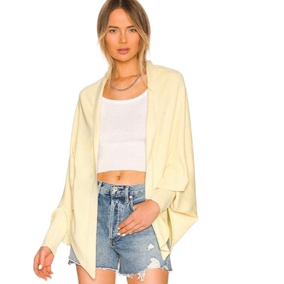 Soia & Kyo Becca Scarfigan in Yellow Custard Ribbed Texture Open Cardigan OS - Picture 1 of 13